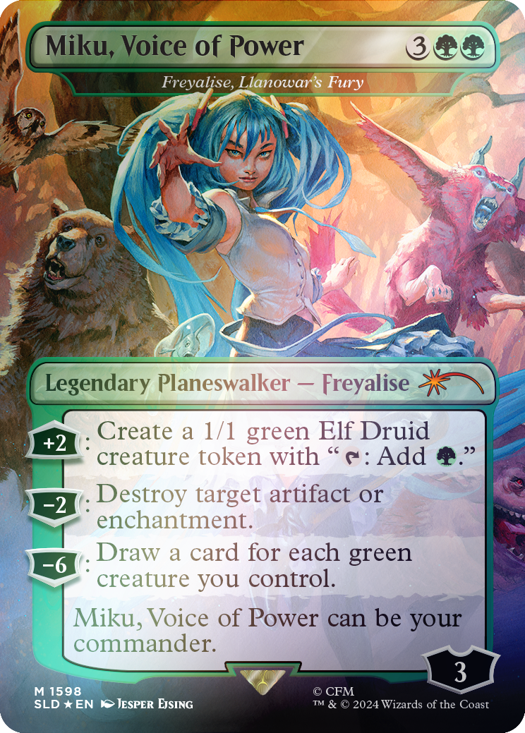 Miku, Voice of Power - Freyalise, Llanowar's Fury (Rainbow Foil) [Secret Lair Drop Series] | The Clever Kobold