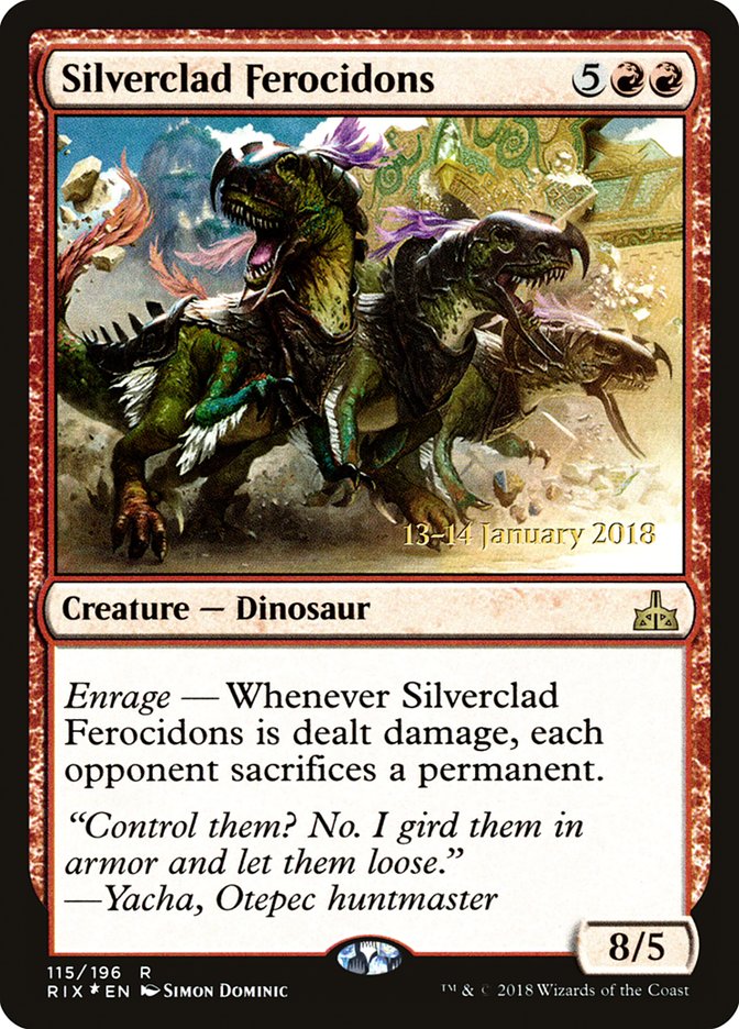 Silverclad Ferocidons [Rivals of Ixalan Prerelease Promos] | The Clever Kobold