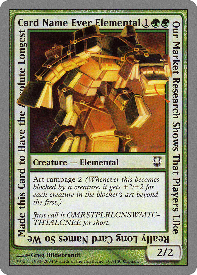 Our Market Research Shows That Players Like Really Long Card Names So We Made this Card to Have the Absolute Longest Card Name Ever Elemental [Unhinged] | The Clever Kobold