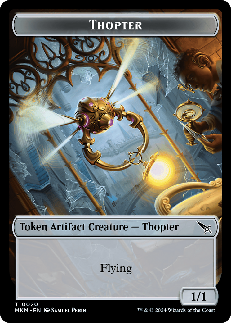 Thopter (0020) // Clue (0017) Double-Sided Token [Murders at Karlov Manor Tokens] | The Clever Kobold