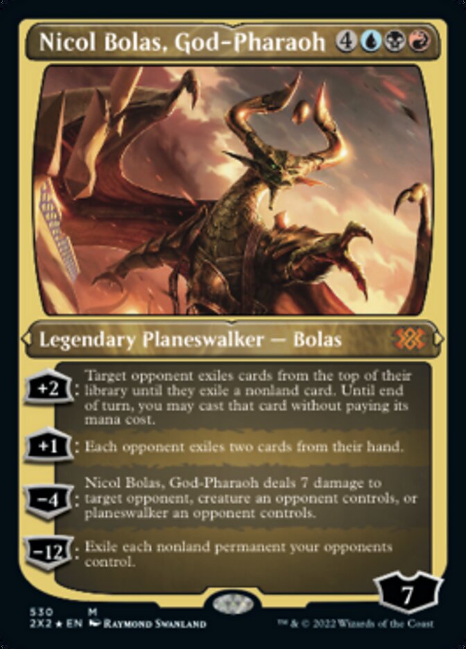 Nicol Bolas, God-Pharaoh (Foil Etched) [Double Masters 2022] | The Clever Kobold