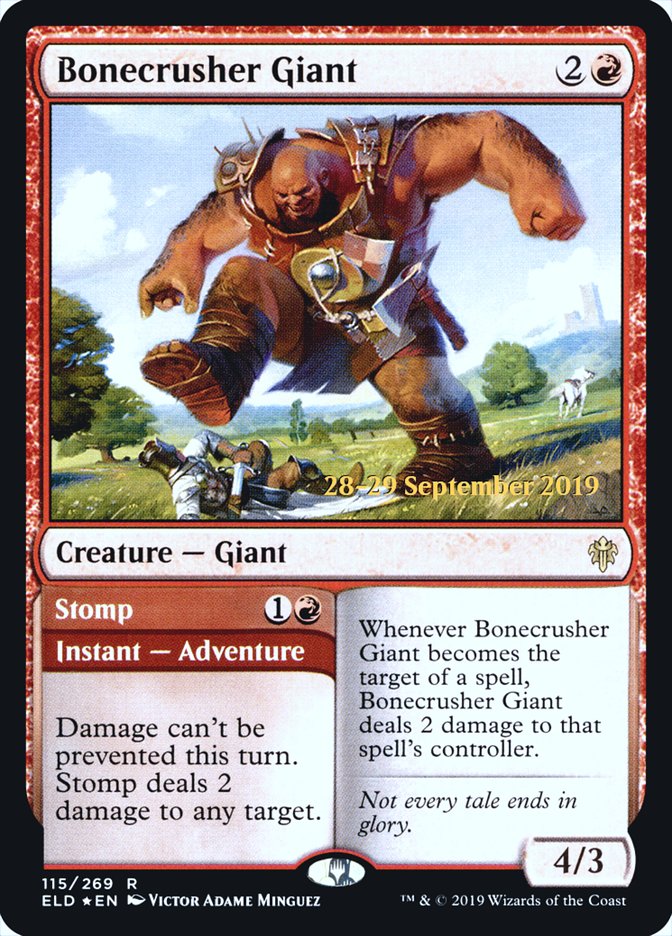 Bonecrusher Giant // Stomp [Throne of Eldraine Prerelease Promos] | The Clever Kobold