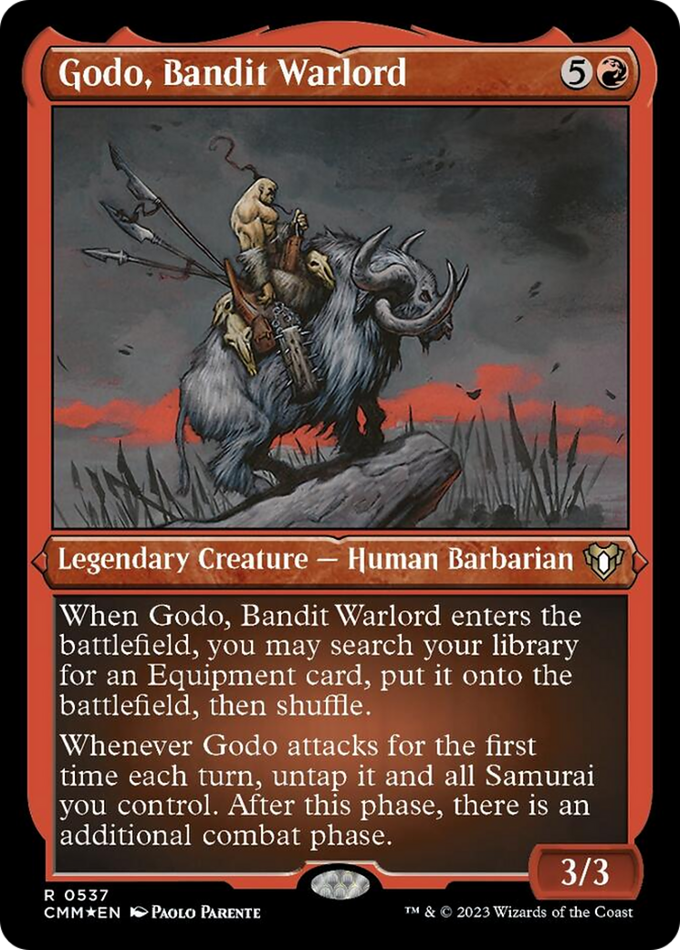 Godo, Bandit Warlord (Foil Etched) [Commander Masters] | The Clever Kobold