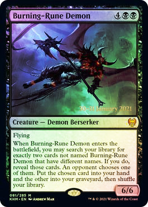 Burning-Rune Demon [Kaldheim Prerelease Promos] | The Clever Kobold