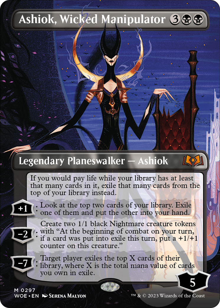 Ashiok, Wicked Manipulator (Borderless Alternate Art) [Wilds of Eldraine] | The Clever Kobold