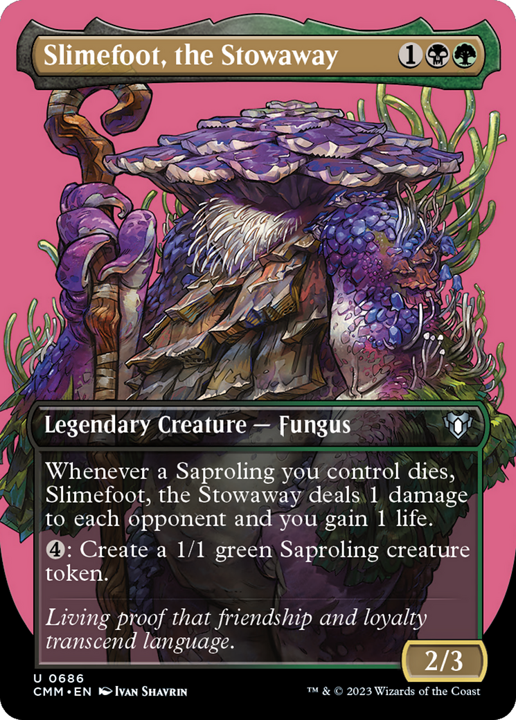 Slimefoot, the Stowaway (Borderless Profile) [Commander Masters] | The Clever Kobold