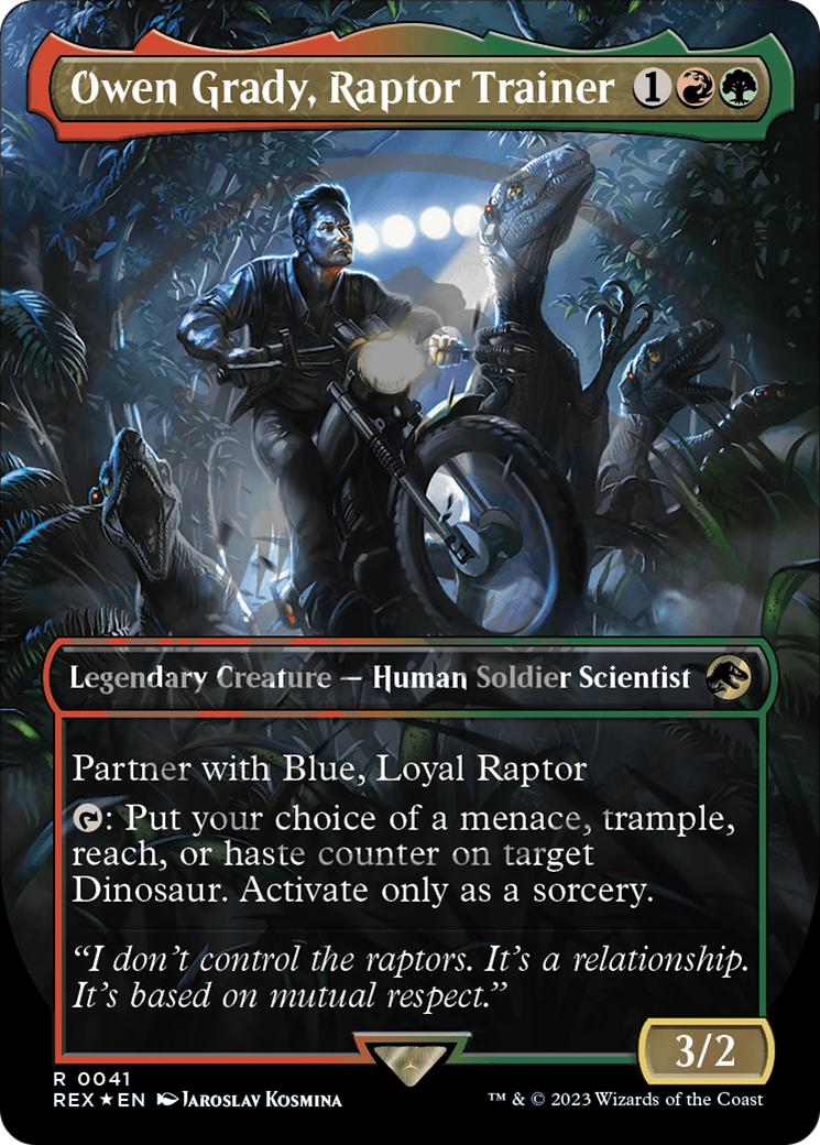 Owen Grady, Raptor Trainer (Emblem) (Borderless) [Jurassic World Collection Tokens] | The Clever Kobold