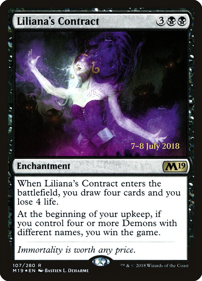 Liliana's Contract [Core Set 2019 Prerelease Promos] | The Clever Kobold