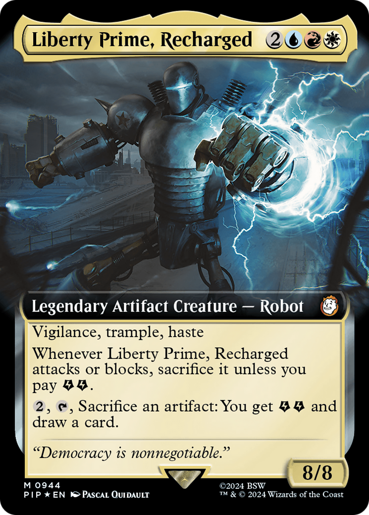 Liberty Prime, Recharged (Extended Art) (Surge Foil) [Fallout] | The Clever Kobold