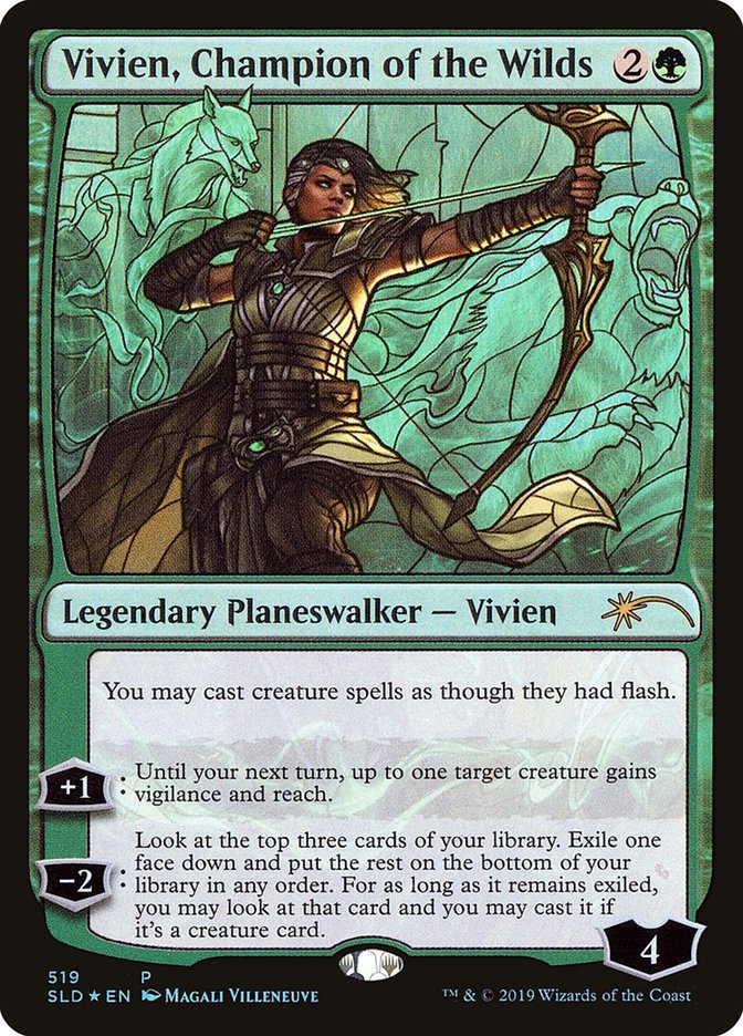 Vivien, Champion of the Wilds (Stained Glass) [Secret Lair Drop Promos] | The Clever Kobold