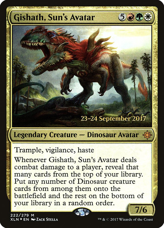 Gishath, Sun's Avatar [Ixalan Prerelease Promos] | The Clever Kobold