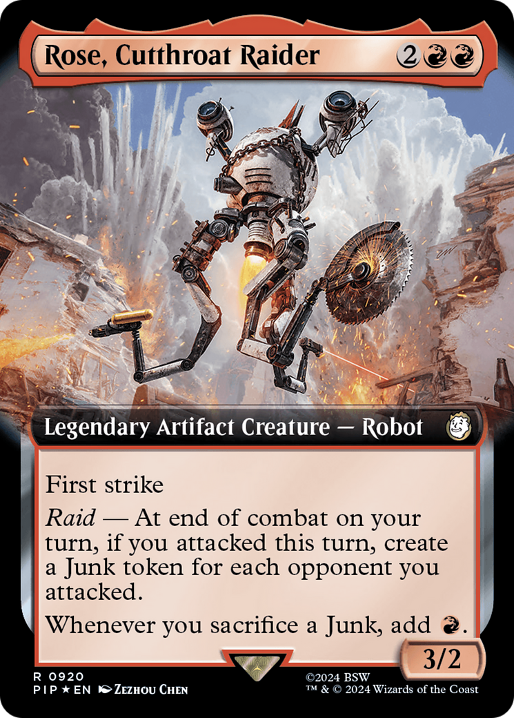 Rose, Cutthroat Raider (Extended Art) (Surge Foil) [Fallout] | The Clever Kobold