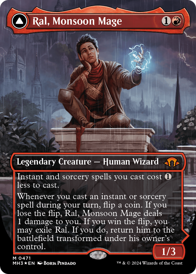 Ral, Monsoon Mage // Ral, Leyline Prodigy (Borderless) (Textured Foil) [Modern Horizons 3] | The Clever Kobold