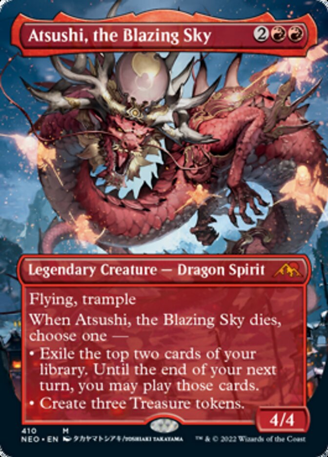 Atsushi, the Blazing Sky (Borderless Alternate Art) [Kamigawa: Neon Dynasty] | The Clever Kobold