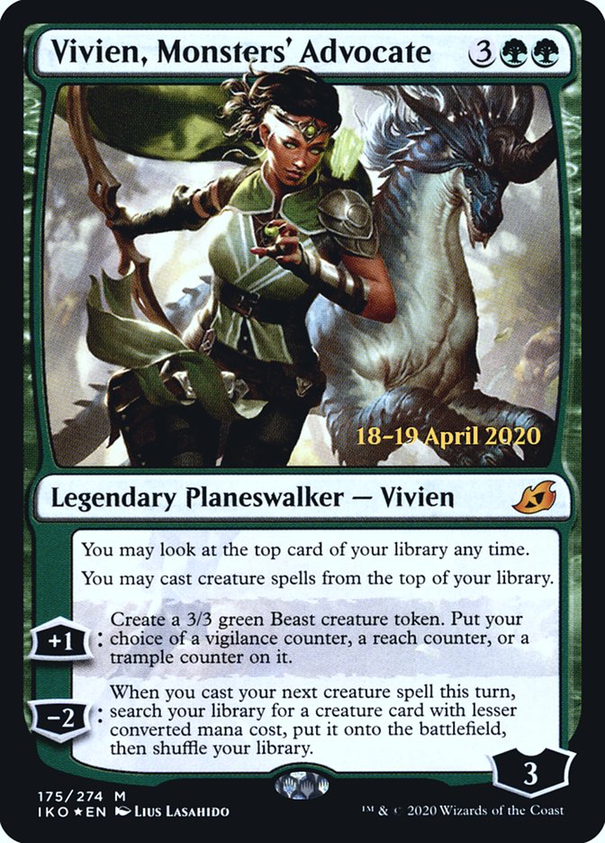 Vivien, Monsters' Advocate [Ikoria: Lair of Behemoths Prerelease Promos] | The Clever Kobold