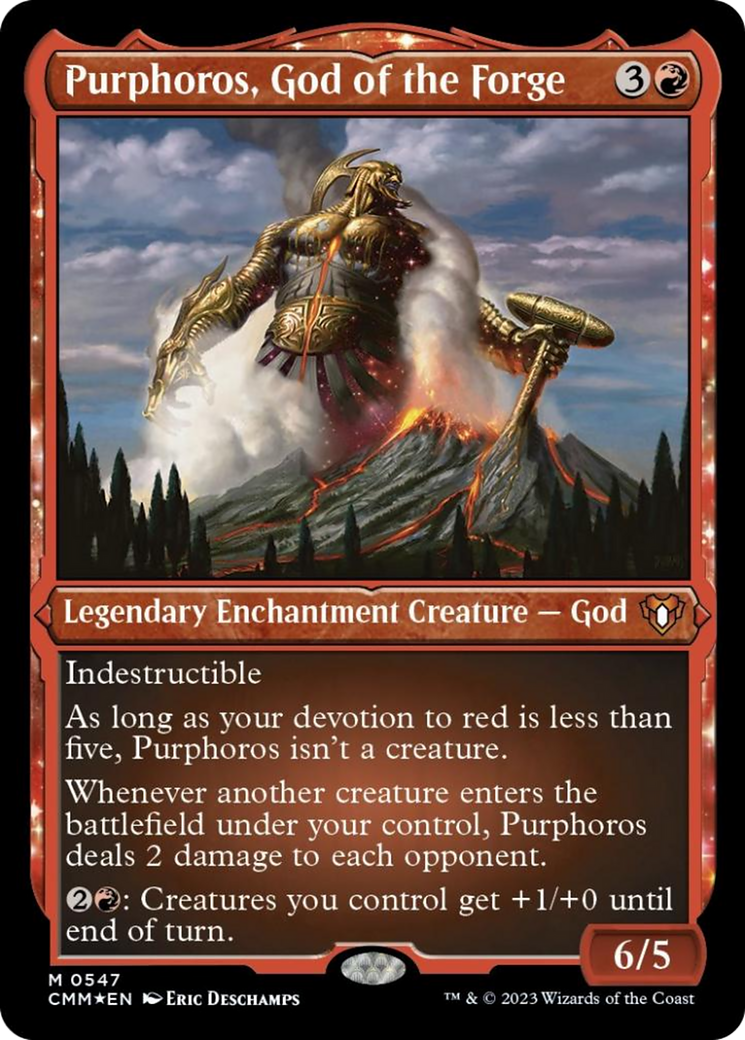 Purphoros, God of the Forge (Foil Etched) [Commander Masters] | The Clever Kobold