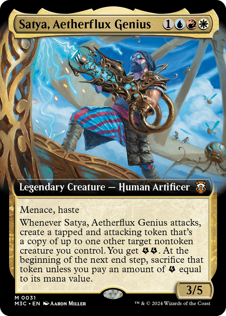 Satya, Aetherflux Genius (Extended Art) [Modern Horizons 3 Commander] | The Clever Kobold