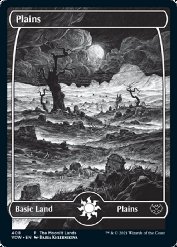 Plains (The Moonlit Lands) (Foil Etched) [Innistrad: Crimson Vow Promos] | The Clever Kobold