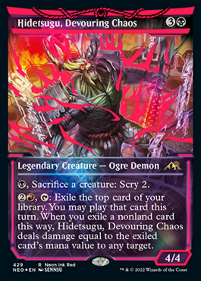 Hidetsugu, Devouring Chaos (Neon Ink Red) [Kamigawa: Neon Dynasty] | The Clever Kobold