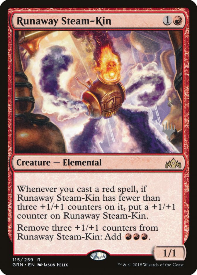 Runaway Steam-Kin (Promo Pack) [Guilds of Ravnica Promos] | The Clever Kobold