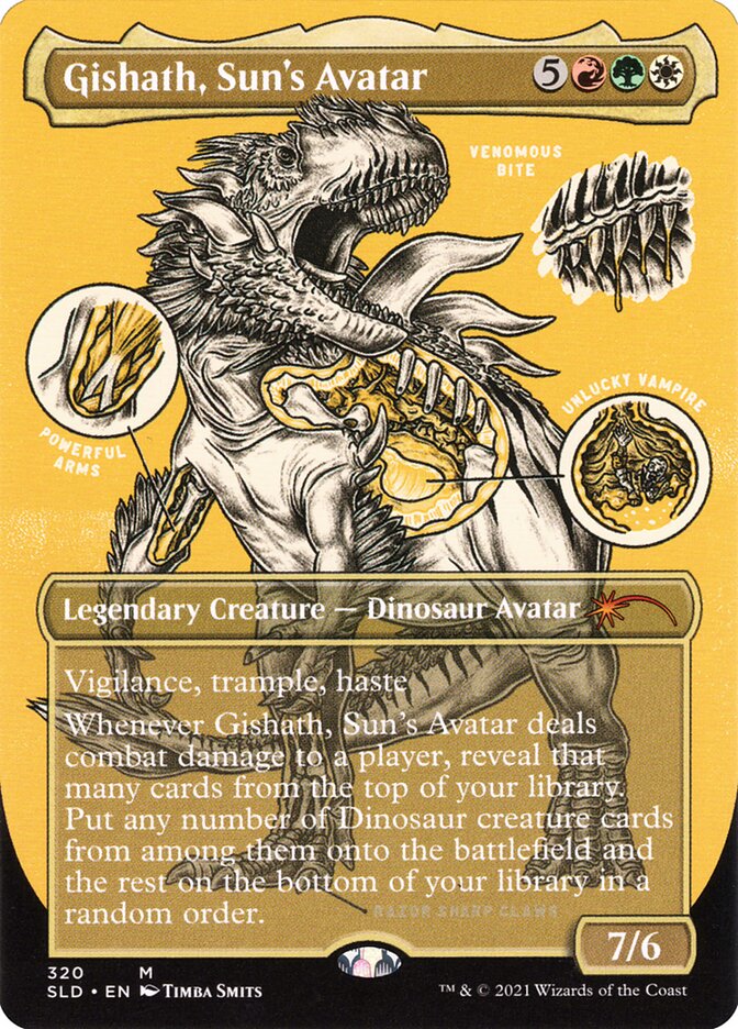 Gishath, Sun's Avatar (Borderless Foil Etched) [Secret Lair Drop Series] | The Clever Kobold