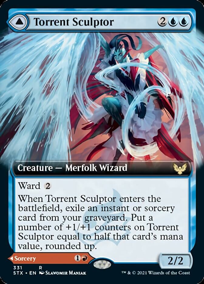 Torrent Sculptor // Flamethrower Sonata (Extended Art) [Strixhaven: School of Mages] | The Clever Kobold