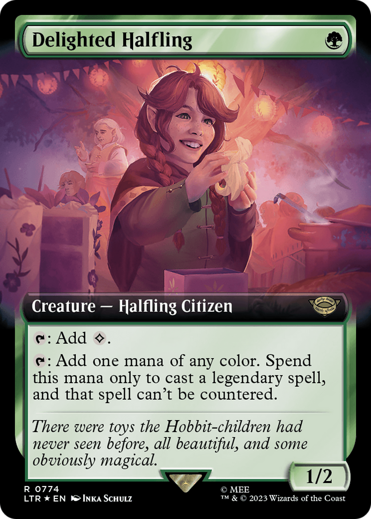 Delighted Halfling (Extended Art) (Surge Foil) [The Lord of the Rings: Tales of Middle-Earth] | The Clever Kobold