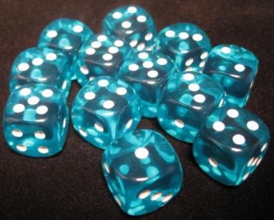 Chessex: Translucent 16Mm Teal/White Dice