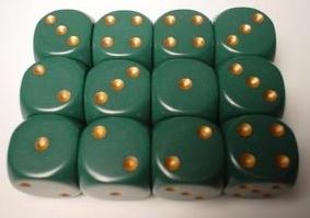 Chessex: Opaque 16Mm D6 Dusty Green/Copper