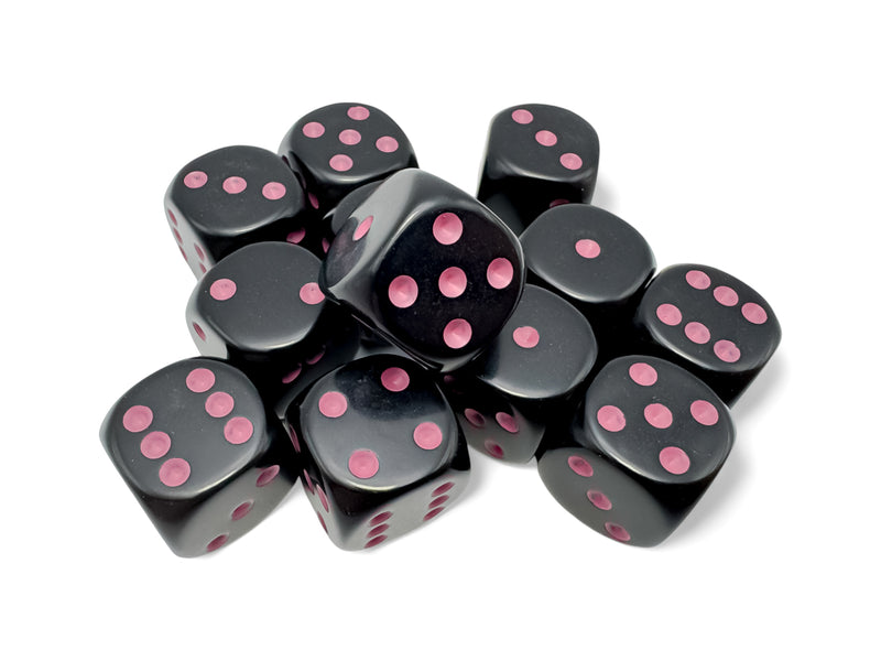 Chessex Opaque Black/Pink 16MM D6 Dice Block