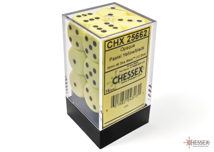 Chessex Opaque 16mm Pastel Yellow/black