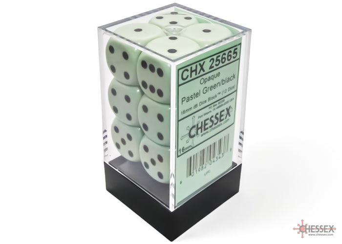 Chessex Opaque 16mm Pastel Green/black Dice Block