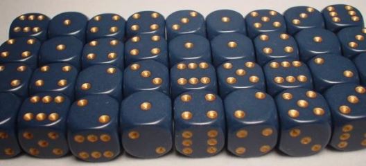 Chessex: Opaque Dusty Blue/copper 12mm d6 Dice Block (36 dice)