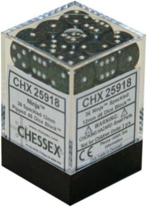 Chessex: Speckled Ninja 12mm d6 Dice Block (36 dice)