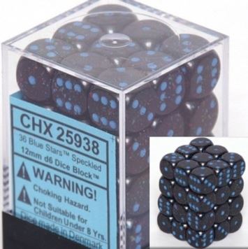 Chessex: Speckled Blue Stars 12mm d6 Dice Block (36 dice)