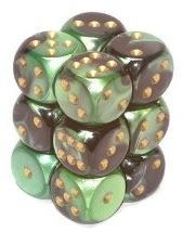Chessex: Gemini Black-Green/Gold 16Mm D6 Dice Block