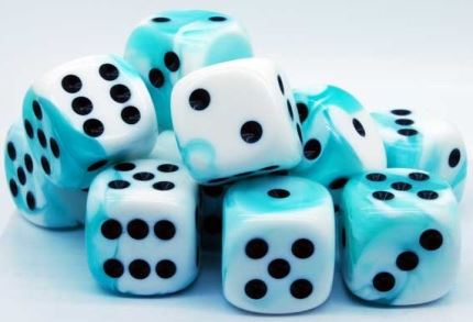 Chessex: Gemini Teal-White/Black 16Mm D6 Dice Block