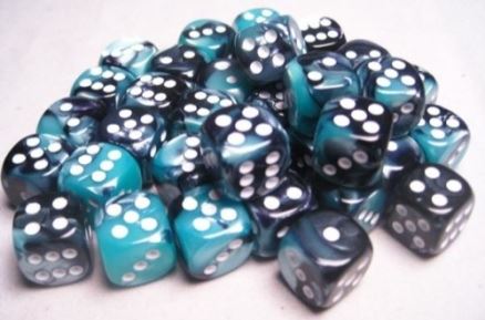 Chessex: Gemini Black-Shell/White 16Mm D6 Dice Block