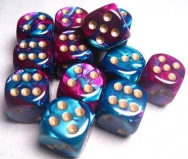 Chessex: Gemini Purple-Teal/Gold 16Mm D6 Dice Block