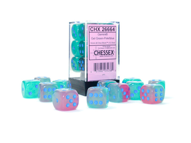 Chessex Gemini Gel Green-Pink/Blue Luminary 16MM