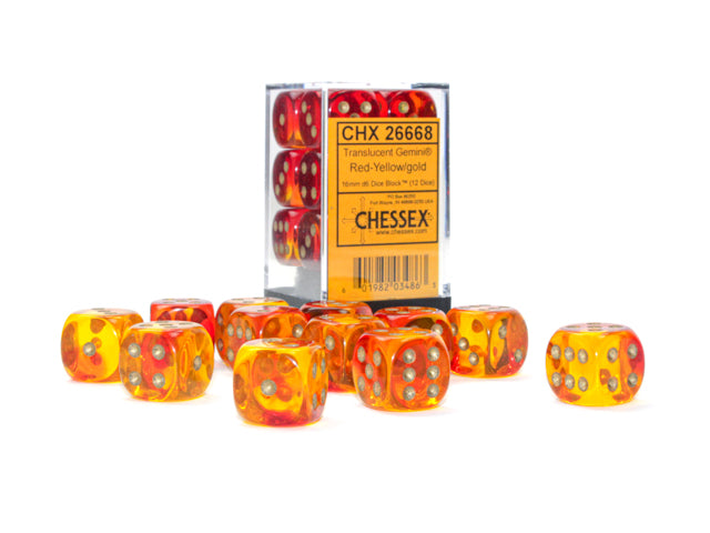 Chessex Gemini Translucent Red-Yellow/Gold 16MM