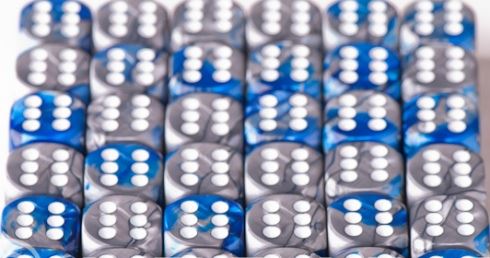 Chessex: Gemini Blue-Steel/white 12mm d6 Dice Block (36 dice)
