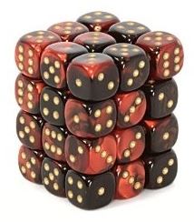 Chessex: Gemini Black-Red/gold 12mm d6 Dice Block (36 dice)