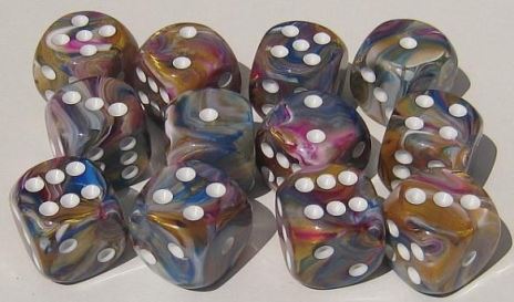 Chessex: Festive Carousel/White 16Mm D6 Dice