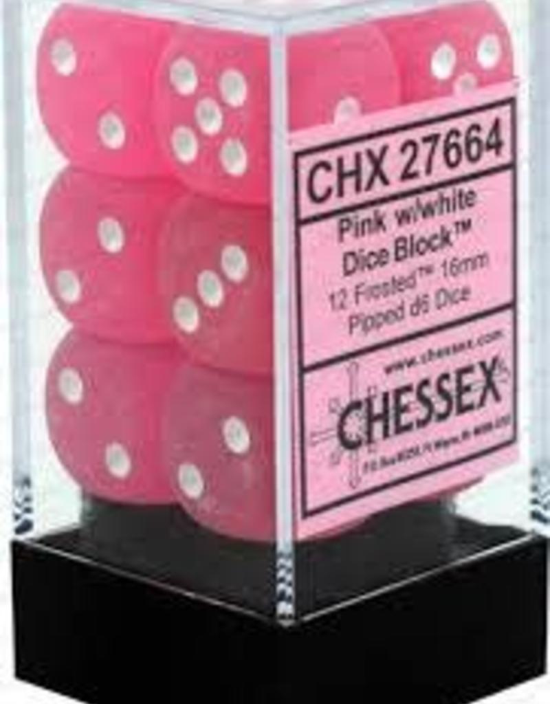 Chessex: Frosted Pink/White 16Mm D6 Dice