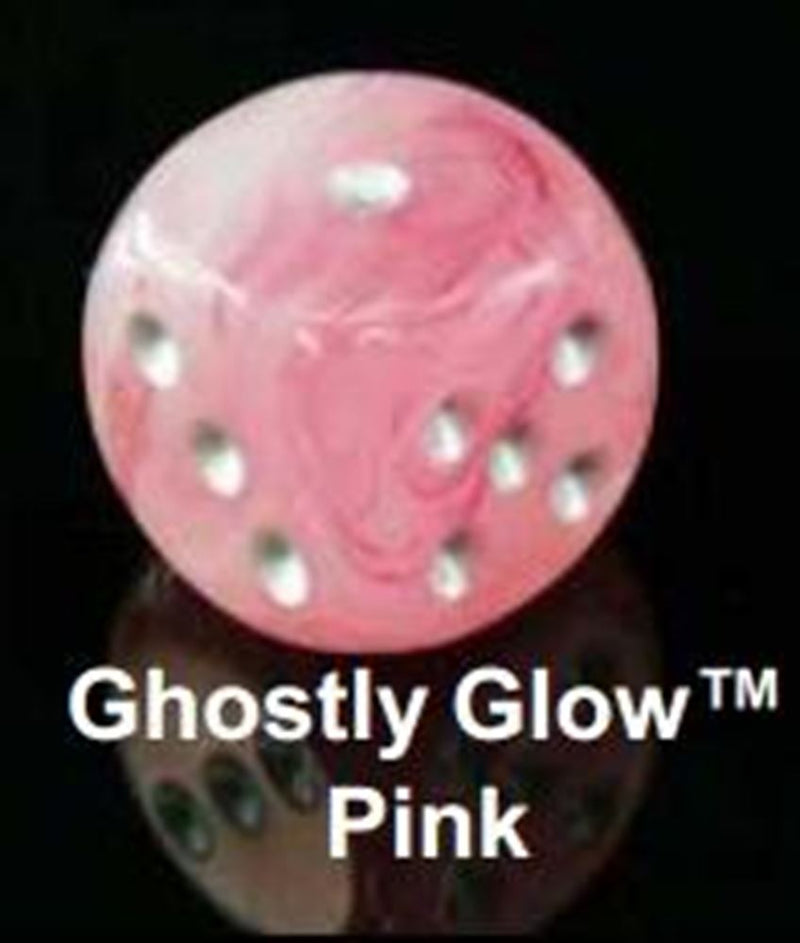 Chessex: Ghostly Glow Pink With Silver D6 16Mm