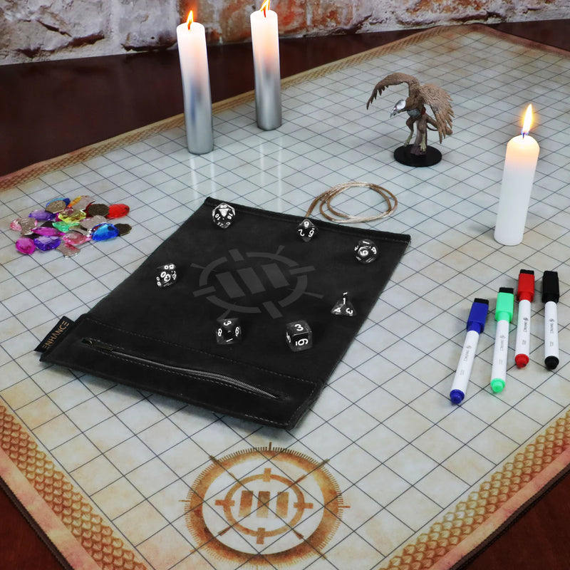 Roll on a Scroll™ Dice Rolling Mat & 7pc Acrylic Dice Set Purple