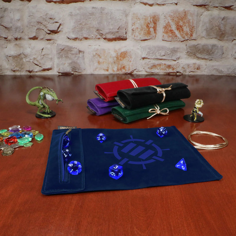 Roll on a Scroll™ Dice Rolling Mat & 7pc Acrylic Dice Set Purple