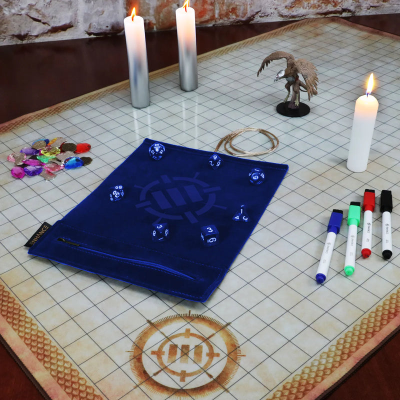 Roll on a Scroll™ Dice Rolling Mat & 7pc Acrylic Dice Set Purple