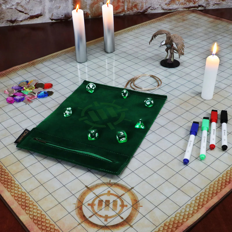 Roll on a Scroll™ Dice Rolling Mat & 7pc Acrylic Dice Set Purple